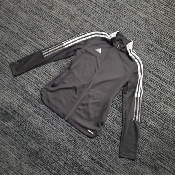 Adidas Size M Black/White Zip Up Athletic Jacket - Picture 2 of 7
